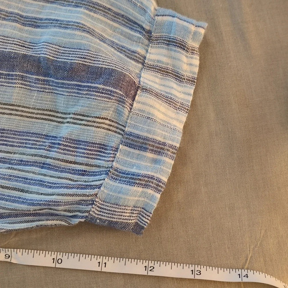 Land's End Linen Blouse sz 6-8 blue stripes - Picture 9 of 12